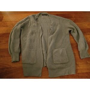 Medium Sage Green Crocheted Oversized Cardigan Merokeety